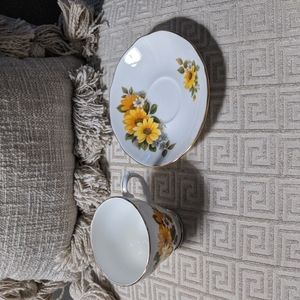 China Duchess ~ Bone  Cup/Saucer Set Floral Design Stamped/#